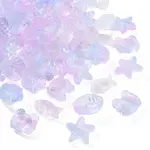 100Pcs Transparent Spray Painted Glass Beads