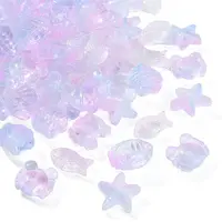 100Pcs Transparent Spray Painted Glass Beads