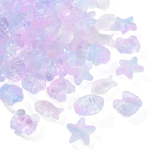 100Pcs Transparent Spray Painted Glass Beads