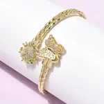 Brass Micro Pave Cubic Zirconia Cuff Bangles for Women