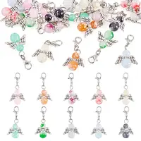 20Pcs 10 Colors Alloy & Glass Pendant Decorations