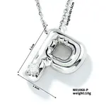 Brass Pave Clear Cubic Zirconia Shiny Balloon Letter Pendant Necklaces