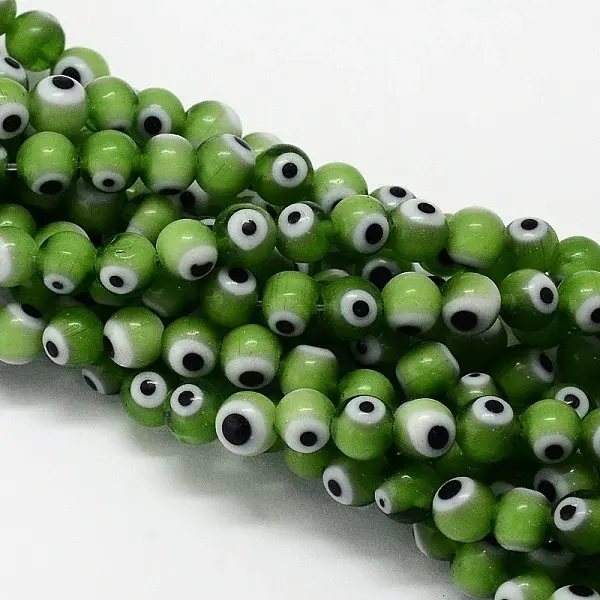 Handmade Evil Eye Lampwork Round Bead Strands