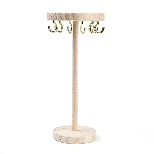 Flat Round Wooden Eyeglasses Organizer Holder