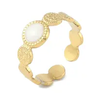 Ion Plating(IP) 304 Stainless Steel Enamel Textured Round Cuff Finger Rings