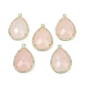 Natural Rose Quartz Faceted Pendants