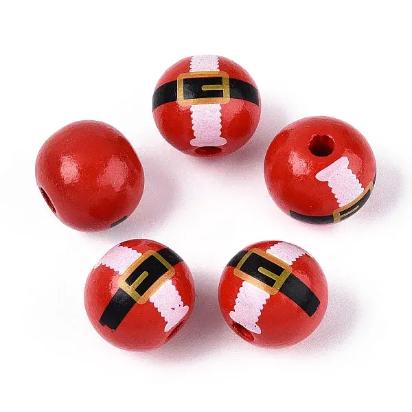 Christmas Spray Painted Schima Wood Beads