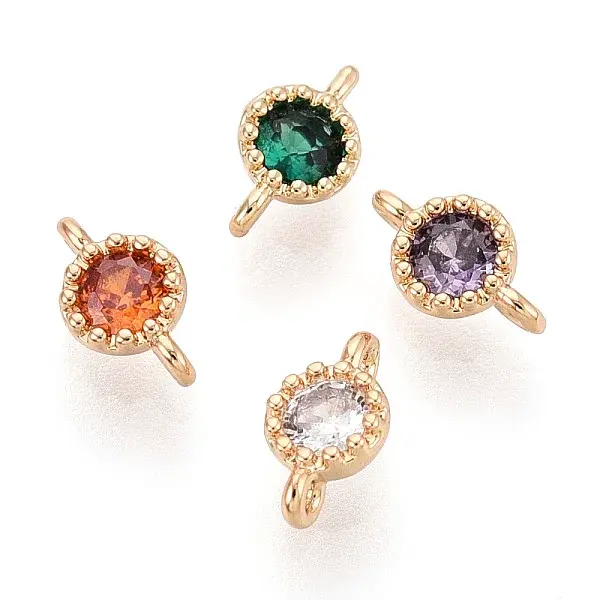 Brass Pave Cubic Zirconia Connector Charms