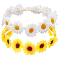 2Pcs 2 Colors Cloth Small Sunflowe Wreath Headband