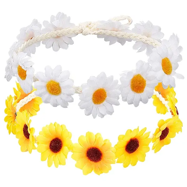 2Pcs 2 Colors Cloth Small Sunflowe Wreath Headband