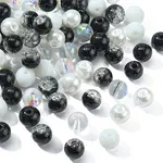 100Pcs Spray Painted Crackle Glass Beads