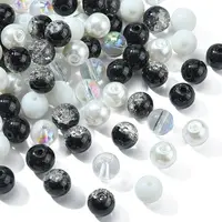100Pcs Spray Painted Crackle Glass Beads