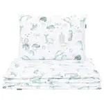 Mamo Tato Mantinel s povlečením do postýlky, 3D sada Minky, Oceán, zelená/písková/bílá