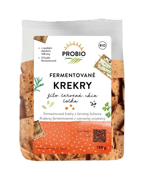 PROBIO Krekry fermentované žito, červená čočka, chia BIO 100 g