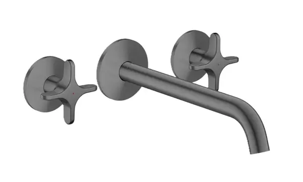 Axor One - Umyvadlová baterie pod omítku, s výpustí, 3-otvorová instalace, EcoSmart, kartáčovaný černý chrom 48140340