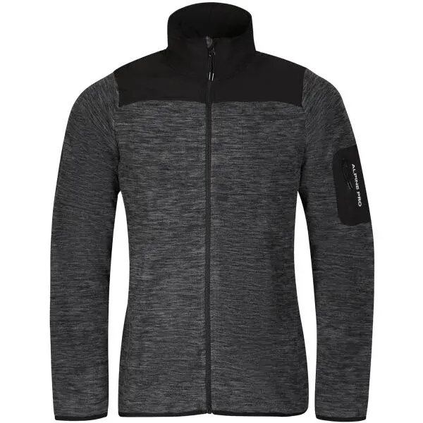 ALPINE PRO LONEB Pánska melírovaná mikina, tmavo sivá, veľkosť