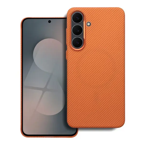 Pouzdro Case KEVLAR compatible with MagSafe pro Samsung Galaxy A56, oranžová
