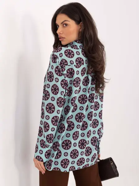 Vzorovaná košile v mentolové barvě