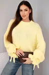 Žlutý svetr s mohérovou směsí a ozdobnými rukávy