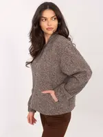 Dámska mikina na zips v tmavobéžovej farbe