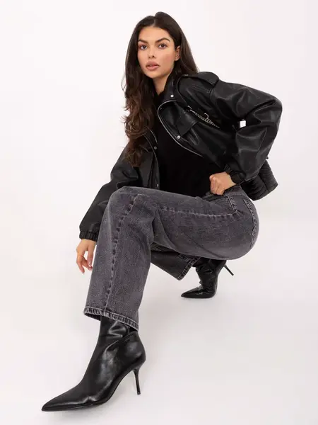 Dámské boyfriend džíny v tmavě šedé barvě