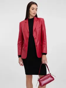Červená dámská kožená bunda ORSAY