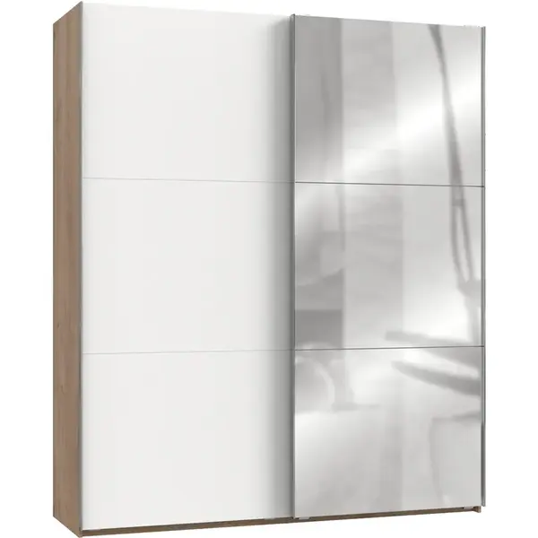 MID.YOU SKŘÍŇ S POSOUVACÍMI DVEŘMI, čiré, bílá, barvy dubu, 200/236/65 cm