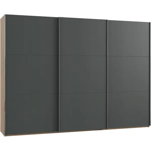 MID.YOU SKŘÍŇ S POSOUVACÍMI DVEŘMI, barvy grafitu, barvy dubu, 300/216/65 cm