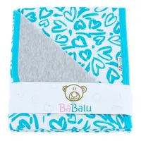 Bavlnená obojstranná deka 80x90cm Srdiečko - šedá / modrá