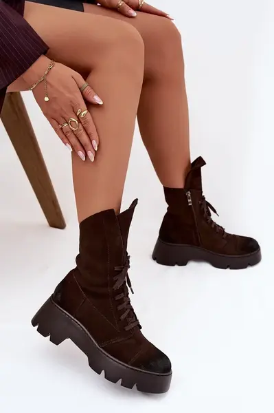 Dámské workery z přírodní semišové kůže vyhřívané Zazoo 4213 Černé