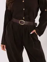 Tmavě hnědé kalhoty s páskem