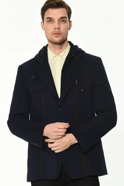 Pánsky kabát Dewberry, tmavomodrý