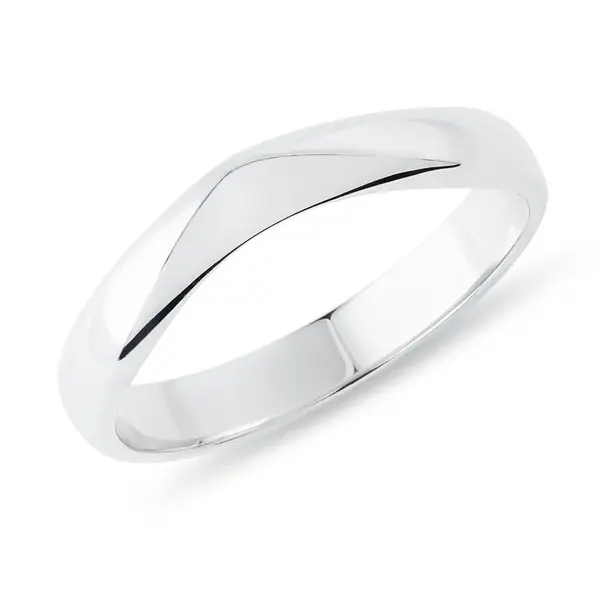 Minimalistická pánska svadobná obrúčka z bieleho zlata KLENOTA
