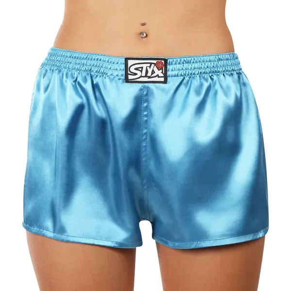 Dámske trenky klasická guma saténové modré (L967) L