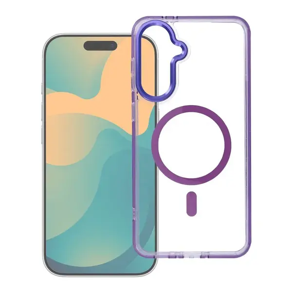 Zadní kryt Case FRAME CLEAR HYBRID MAG COVER compatible with MagSafe pro Samsung Galaxy A37, fialová