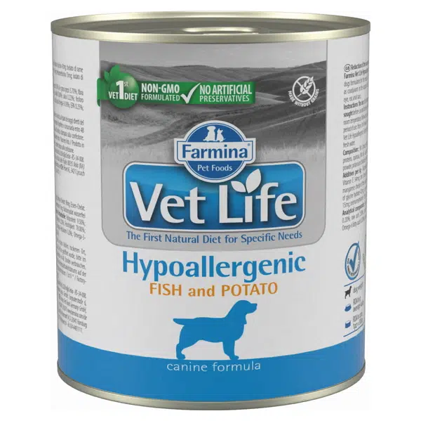 VET LIFE Natural Hypoaller Fish&Potato konzerva pro psy 300 g