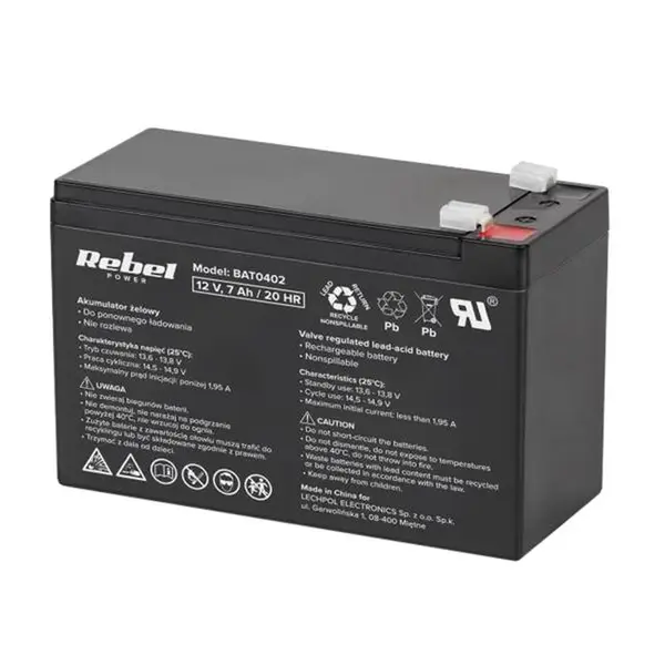 Baterie olověná 12V 7.0Ah REBEL BAT0402