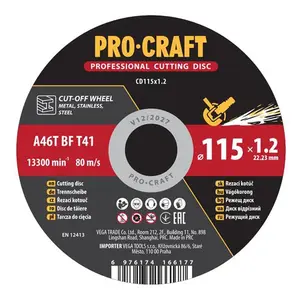 Kotouč řezný PROCRAFT 115x1.2mm