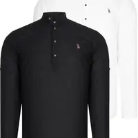 DOUBLE SET G783 DEWBERRY JUDGE COLLAR SHIRT-WHITE-BLACK
