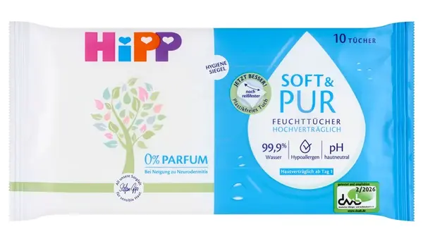 HiPP Babysanft Čistiace vlhčené obrúsky Soft &Pur 10 ks