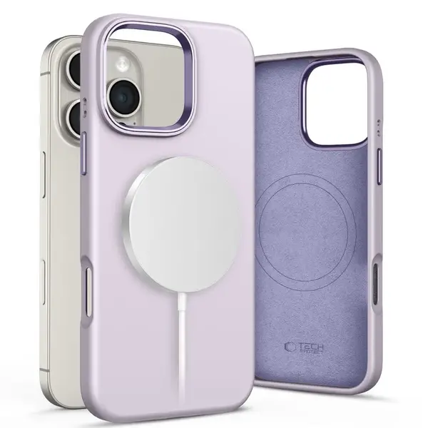 Tech-Protect Silicone Pure MagSafe kryt na iPhone 16 Pro, fialový