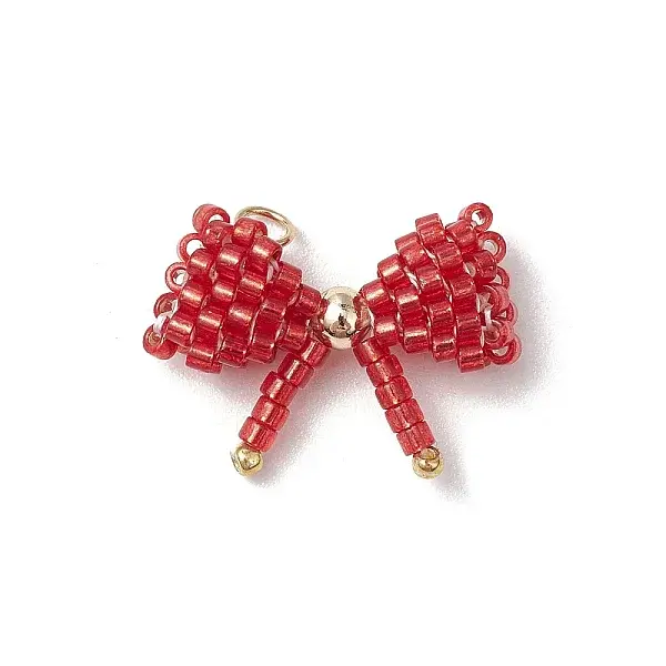 Glass Seed Beaded Bowknot Pendants