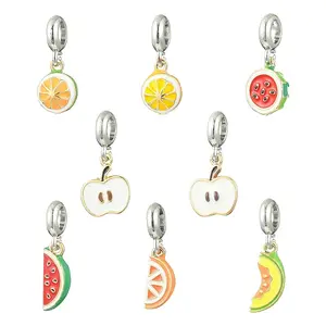 8Pcs 8 Styles Alloy Enamel European Dangle Charms