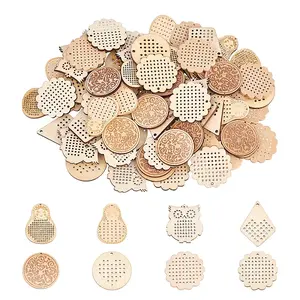 80Pcs 8 Style Doll Wooden Pendants