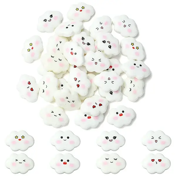 32Pcs 8 Styles Funny Opaque Resin Cabochons
