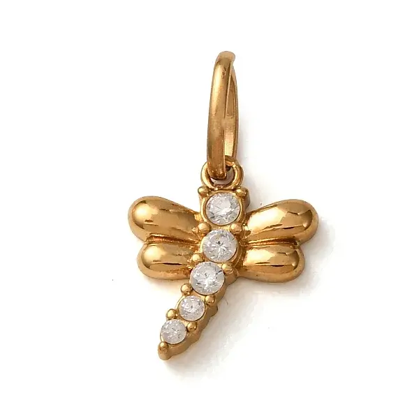 304 Stainless Steel Micro Pave Cubic Zirconia Charms