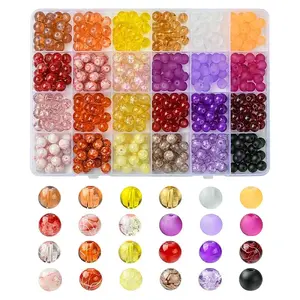 DIY Round Glass & Plastic Beads Jewelry Making Findings Kits