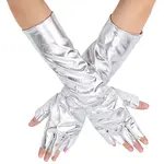 Half Finger Patent Leather Shiny Fingerless Gloves