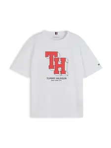 TOMMY HILFIGER Tričko  krvavo červená / čierna / biela