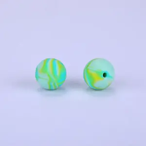 Printed Round Silicone Focal Beads